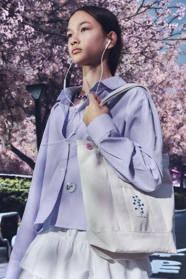 Zara 條紋襯衫和上衣套裝 - 藍色