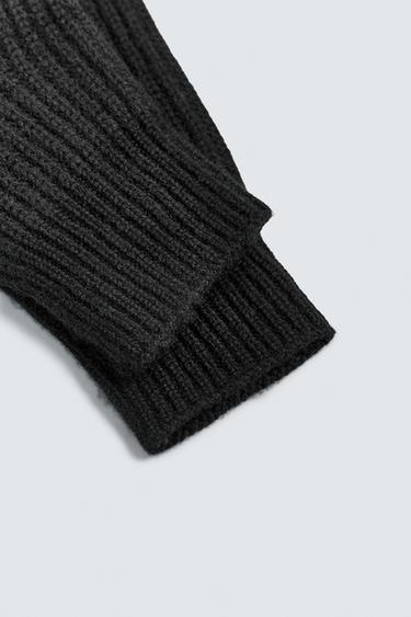 WOOL-CASHMERE KNIT MITTENS - Black by Zara - Image 1