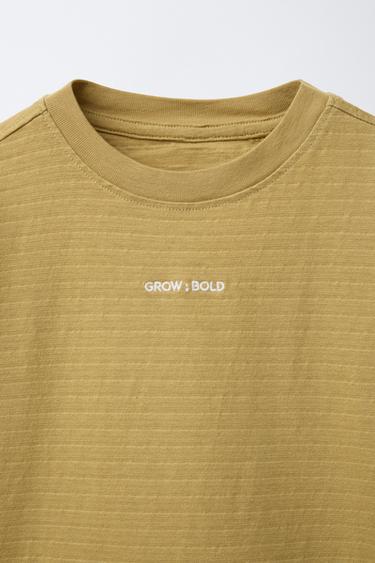 T-SHIRT MIT GESTICKTEM SCHRIFTZUG - Ölfarben von Zara