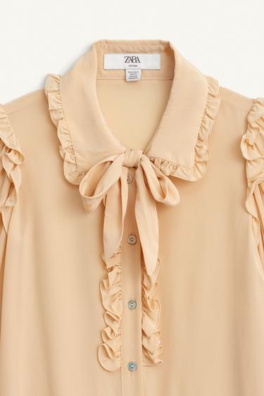 CHEMISE ROMANTIQUE À NŒUD ÉDITION LIMITÉE - Pêche de Zara - Image 7