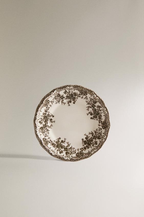 (Brown) FLORAL EARTHENWARE SIDE PLATE