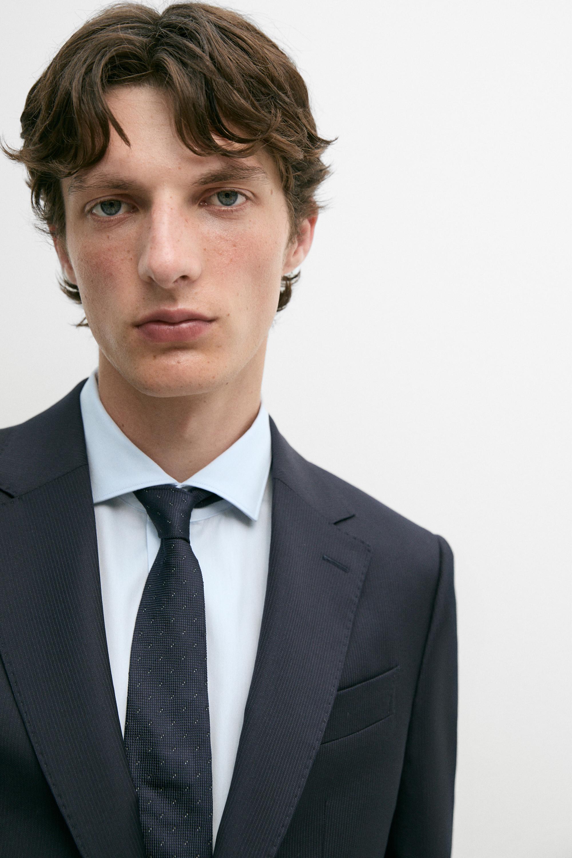 Striped wool blend suit blazer