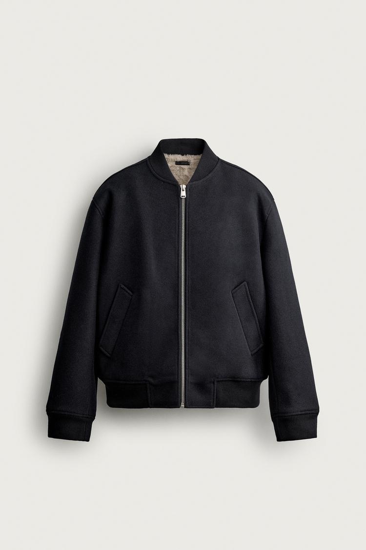 BOMBER JACKET WITH FAUX FUR INTERIOR