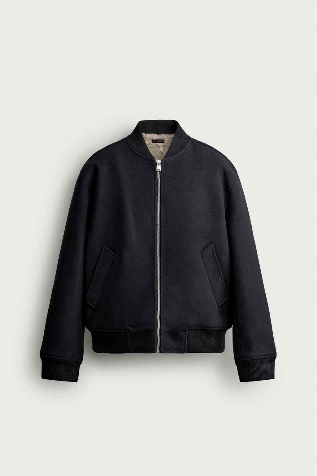 BOMBER JACKET WITH FAUX FUR INTERIOR