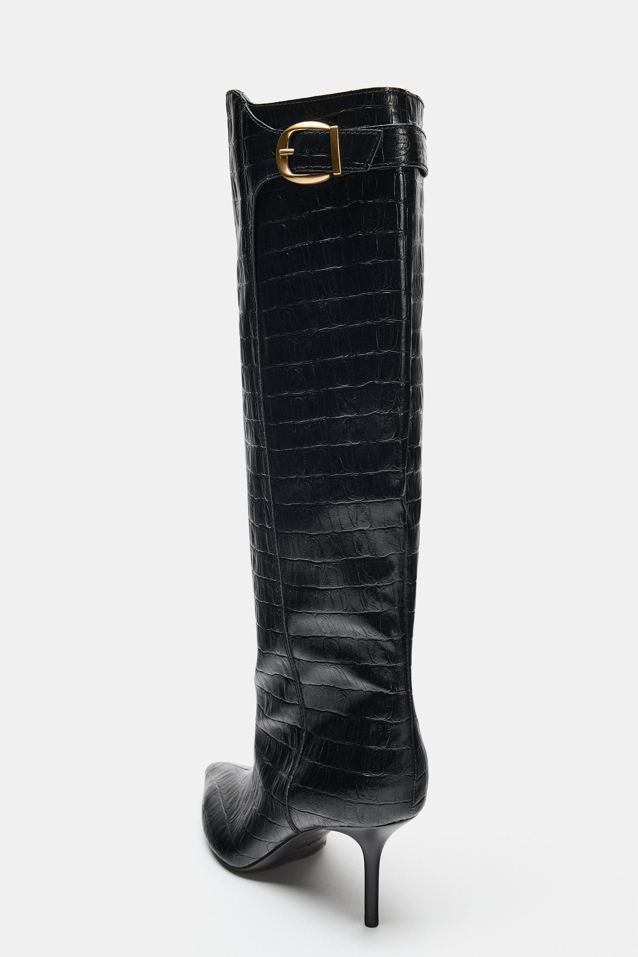 PRINTED HEELED BOOTS