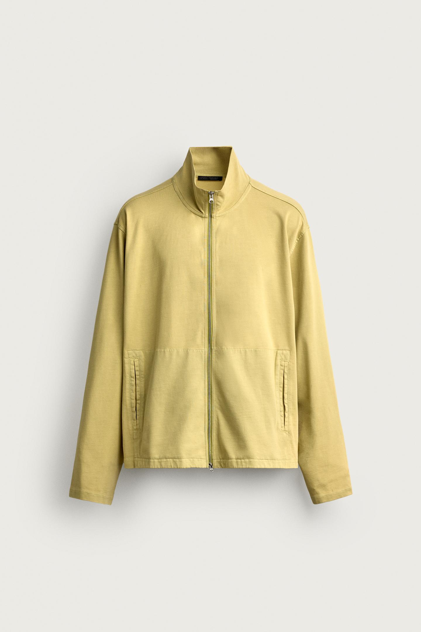 Мужская толстовка Zara Relaxed Fit Zip-Up, цвет: Потёртый зелёный — фото 6