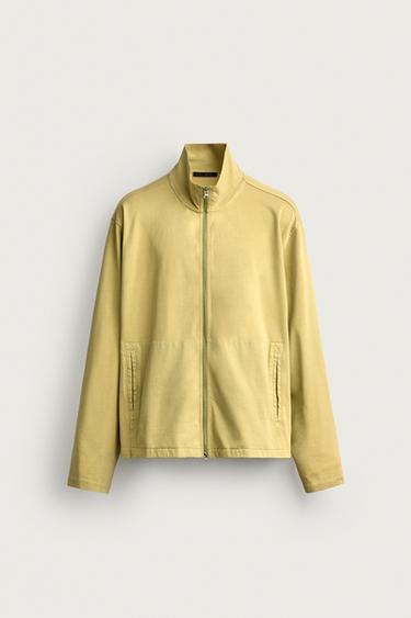 Zara RELAXED FIT ZIP-UP SWEATSHIRT - Washed green