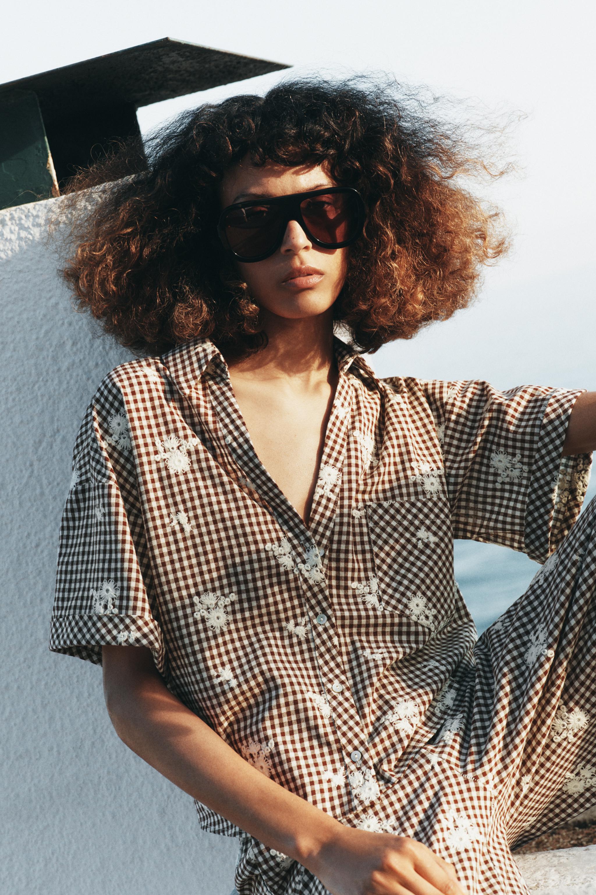 İŞLEMELİ KARELİ GÖMLEK TAKIMI