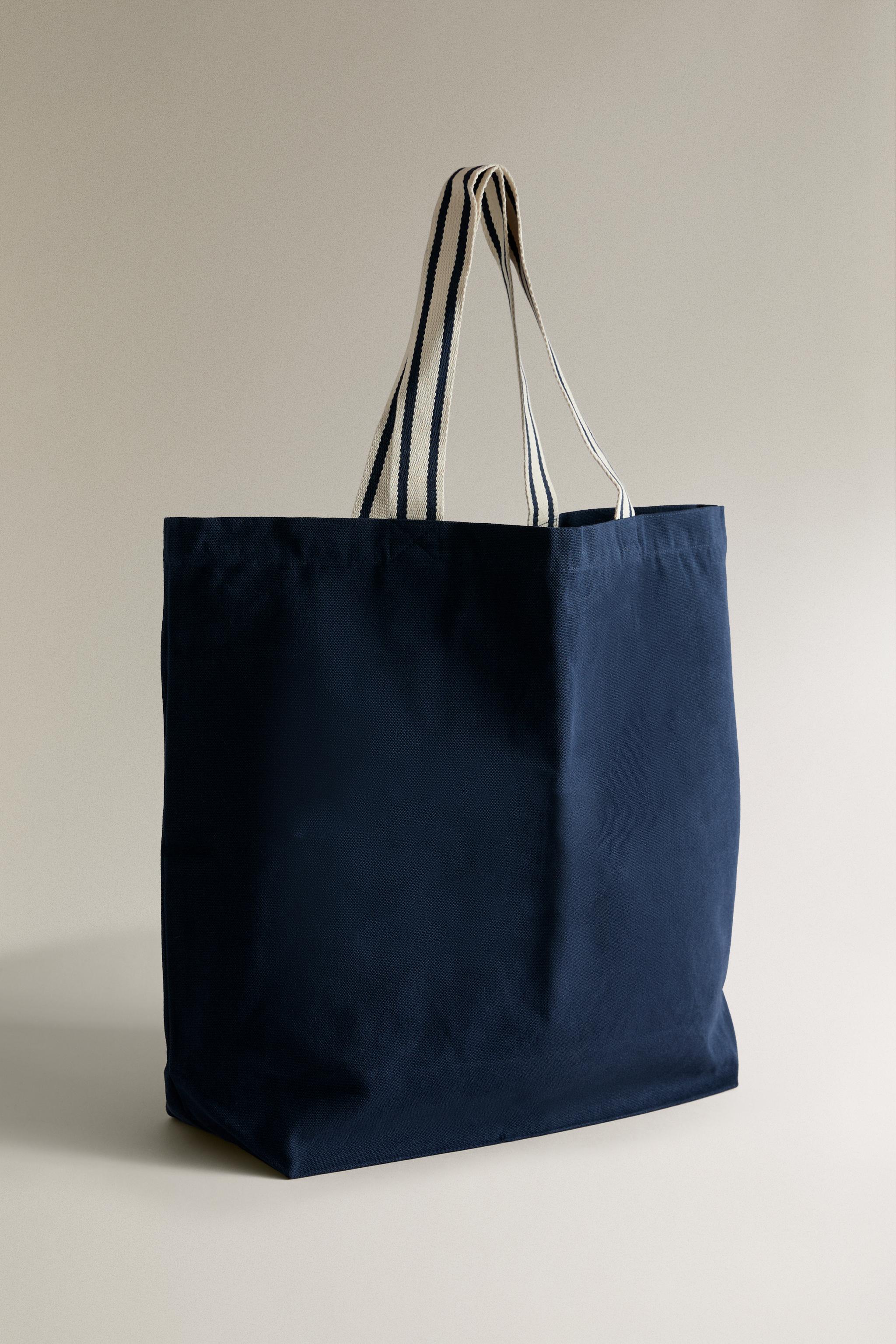 リバーシブル ストライプ トートバッグ - マリンブルー | ZARA Japan