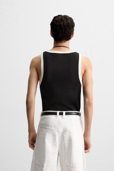 CONTRAST TANK T-SHIRT - Black by Zara - Image 2