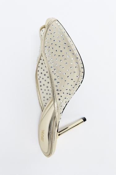 SHINY MESH MULE SANDALS - Gold by Zara