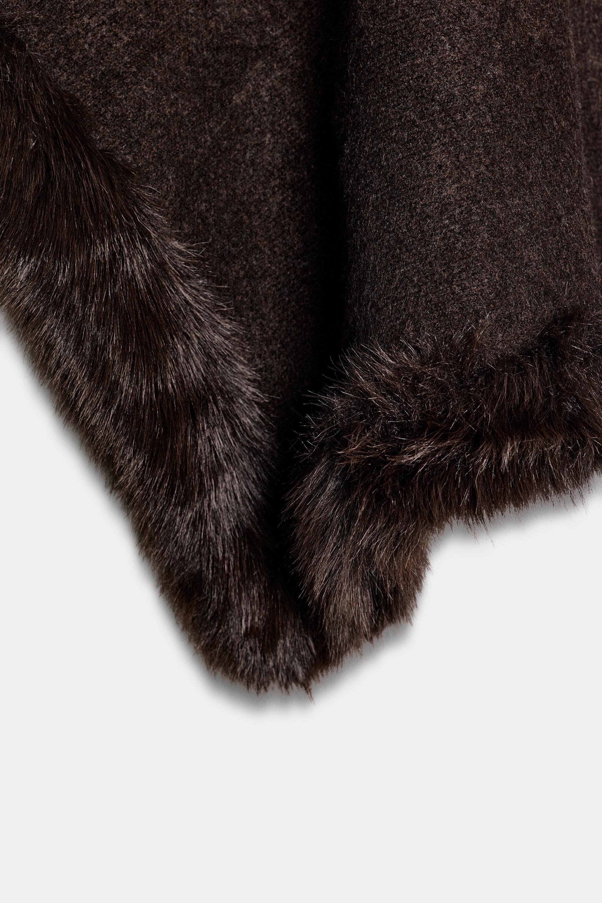 FAUX FUR KNIT CAPE PONCHO