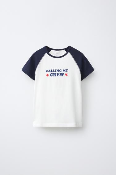 SLOGAN RAGLAN SLEEVE T-SHIRT - Navy / White by Zara - Image 0