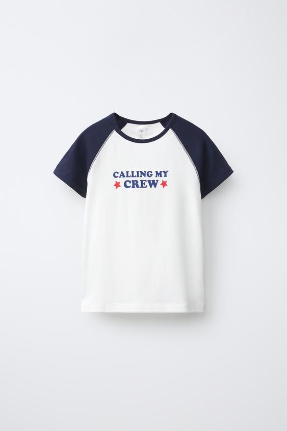 SLOGAN RAGLAN SLEEVE T-SHIRT - Navy / White by Zara - Image 0