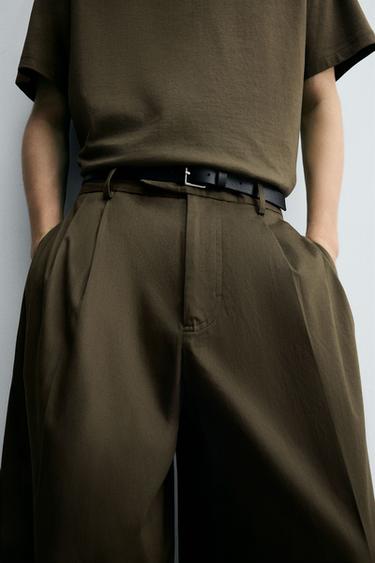 RELAXED FIT PLEATED TROUSERS - Light khaki by Zara - Image 5