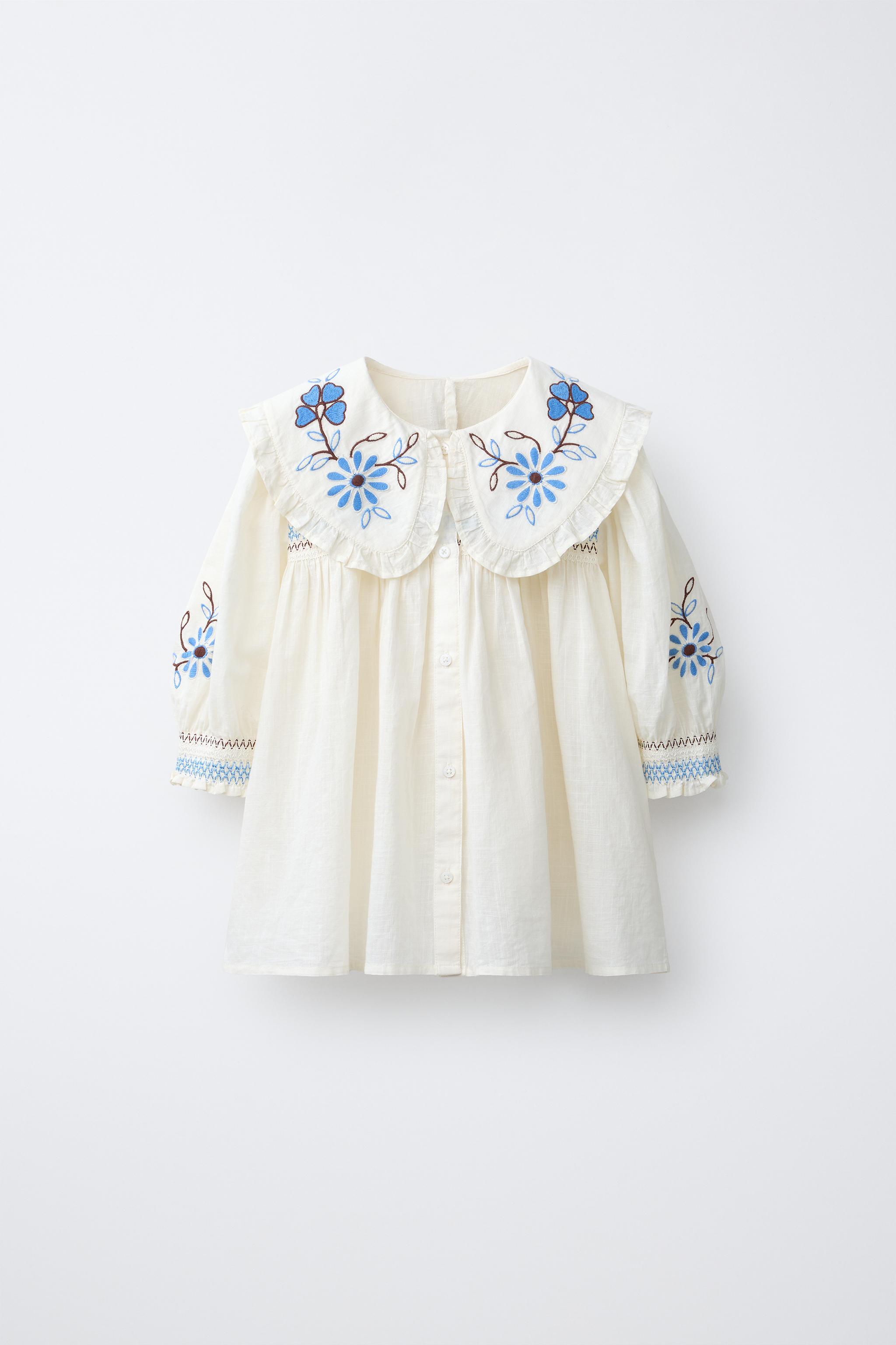 CHEMISE COL CLAUDINE FLEURS BRODÉES
