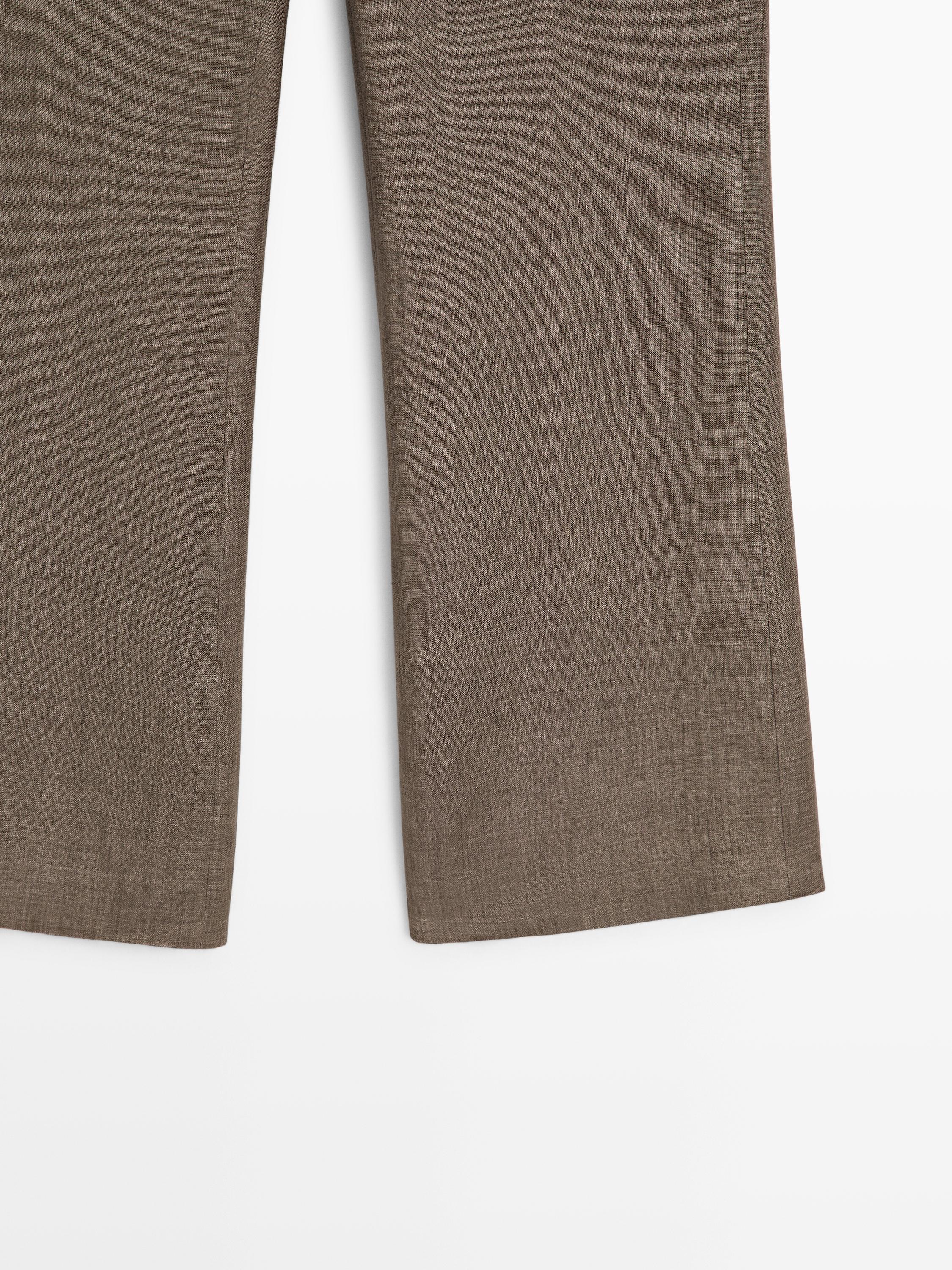 Pantalon kick flare cropped en lin