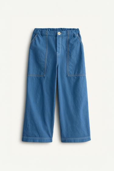 PANTALÓN BOLSILLOS PESPUNTES CONTRASTE LIMITED EDITION - Azul / Índigo de Zara
