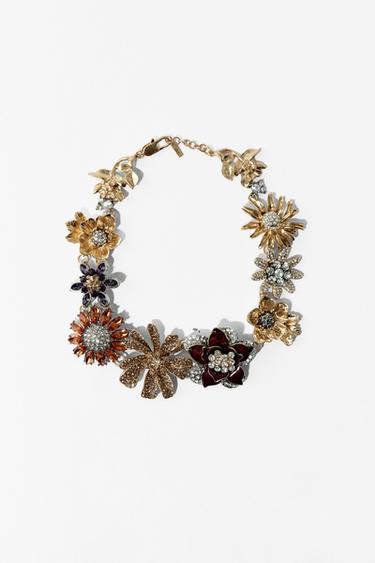 FLOWER JEWEL GLITTER NECKLACE - Multicoloured by Zara