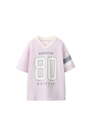 CAMISETA VARSITY TEXTO - Rosa de Zara