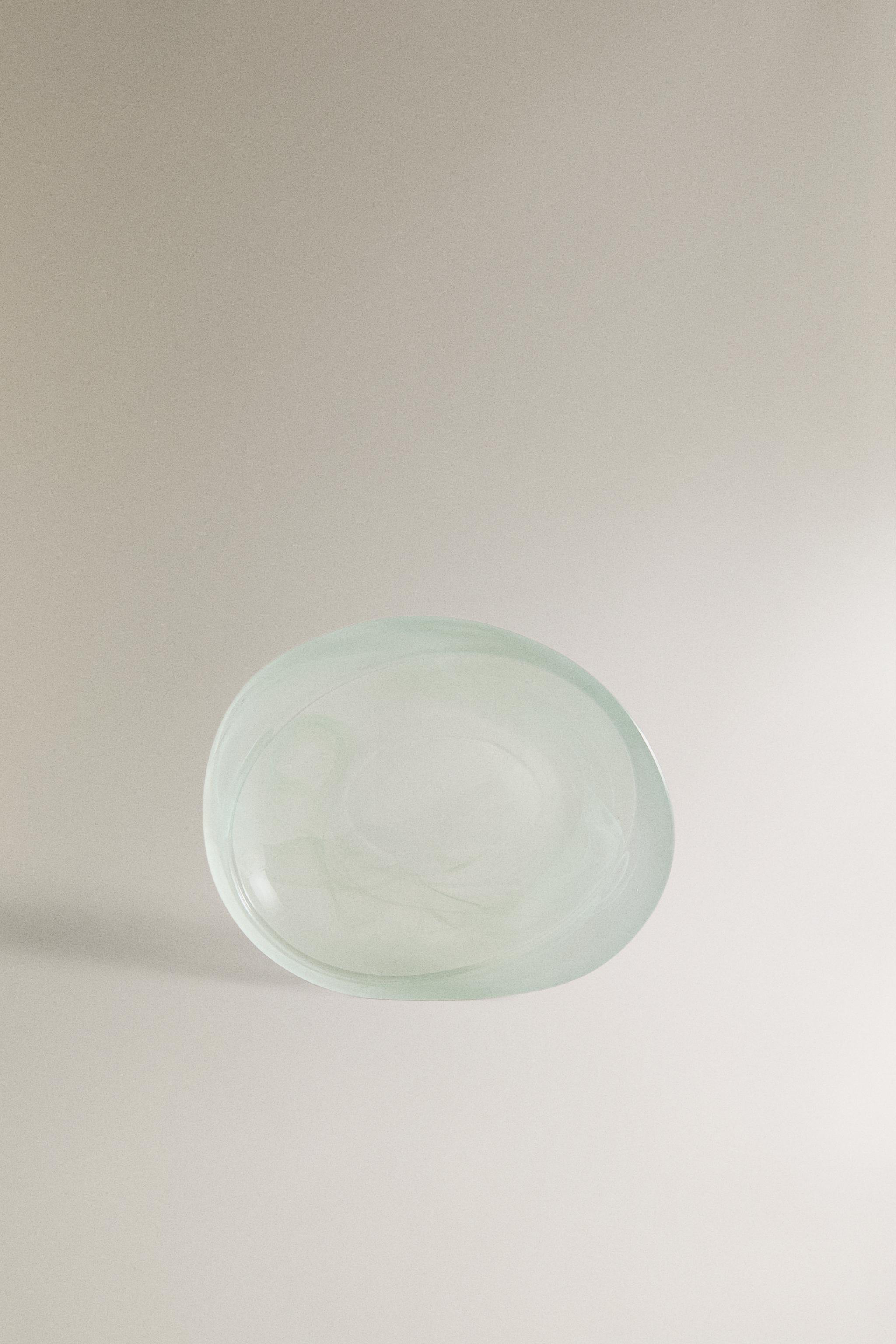 SHADED GREEN GLASS BATHROOM SOAP DISH