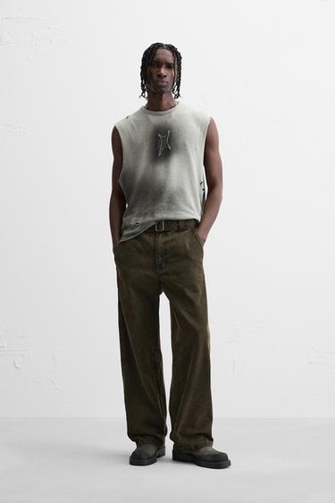 CAMISETA PUNTO TANK PARCHE - Gris de Zara - Imagen 0