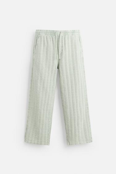 RELAXED FIT JACQUARD TROUSERS - Light green by Zara