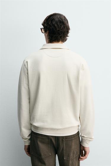 SWEAT POLO À ZIP - Écru de Zara - Image 2