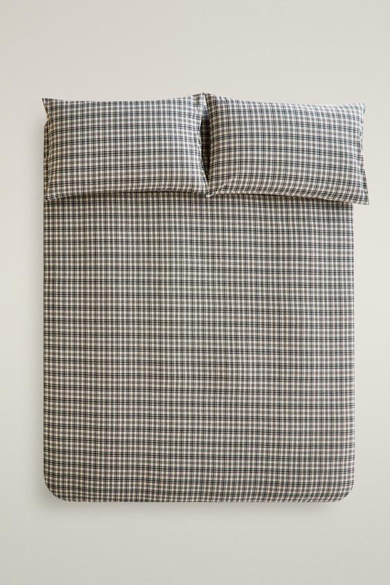 Zara PLAID FLANNEL DUVET COVER (170 G/M²) - Beige - Image 0