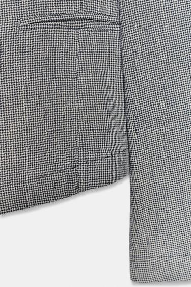 HOUNDSTOOTH LINEN BLEND BLAZER ZW COLLECTION - Blue/White by Zara - Image 5