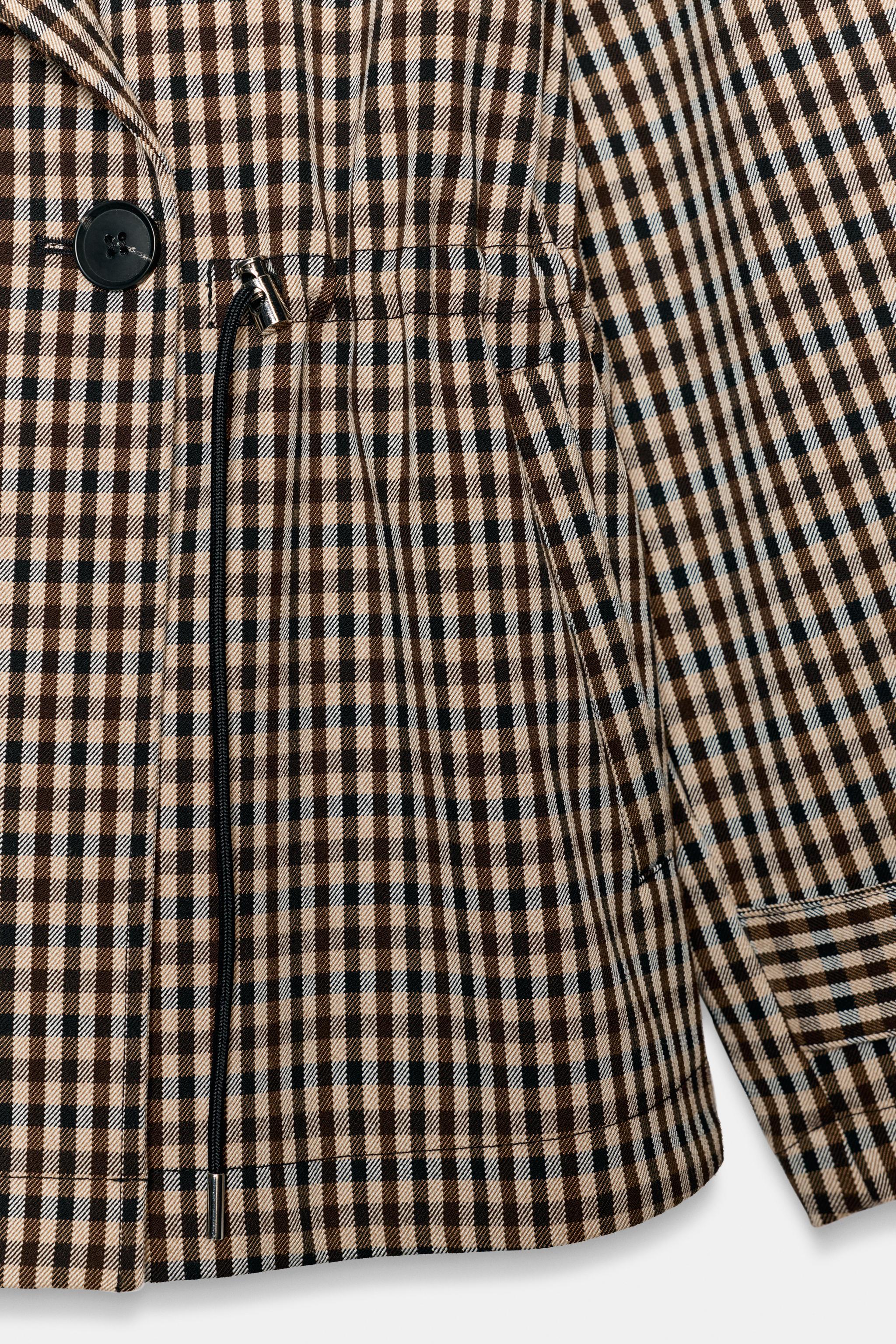 チェック柄ダブルブレストトレンチコート - ベージュ | ZARA Japan / 日本