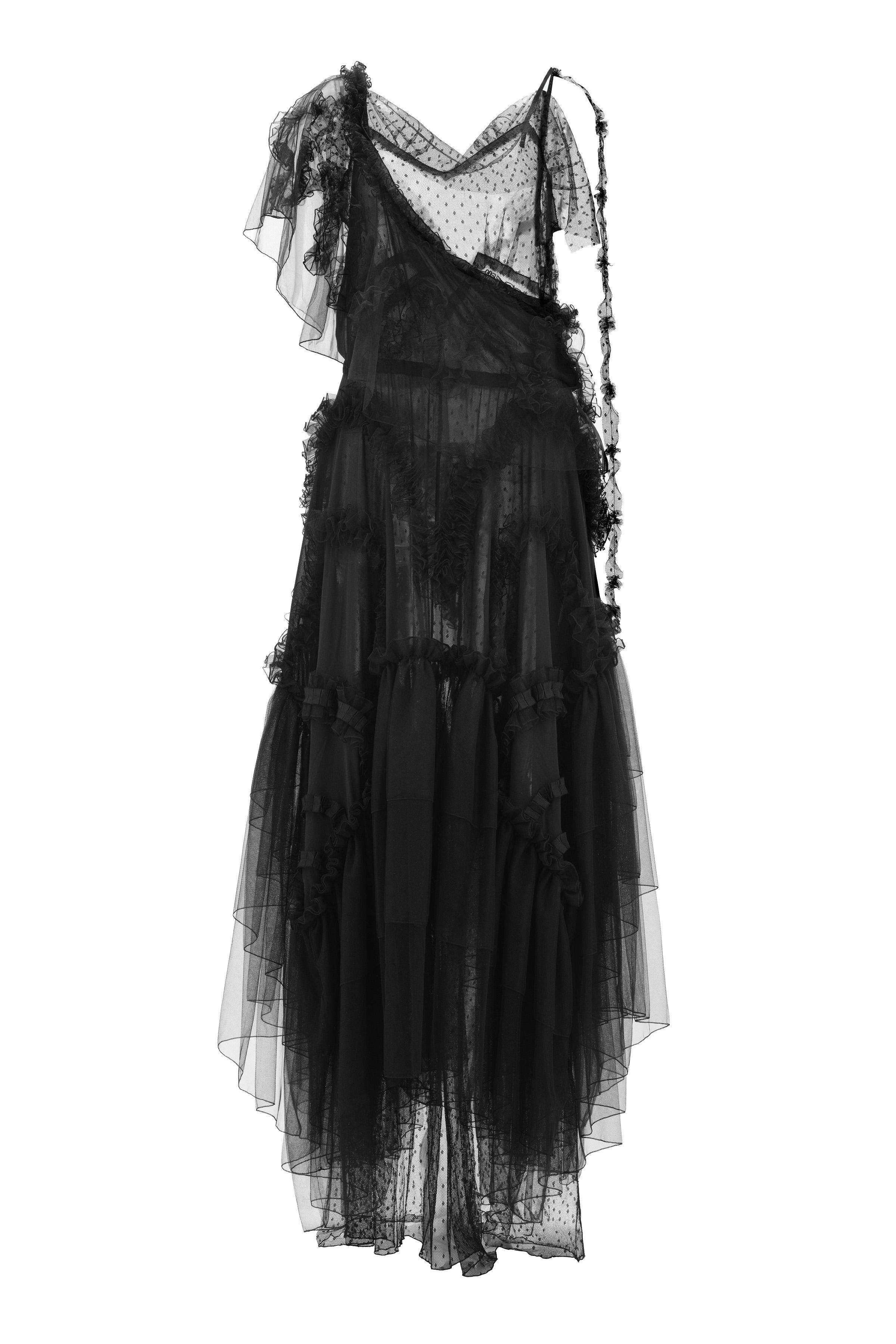 LIMITED EDITION MIDI DRESS COMBINED TULLE AND DOTTED MESH