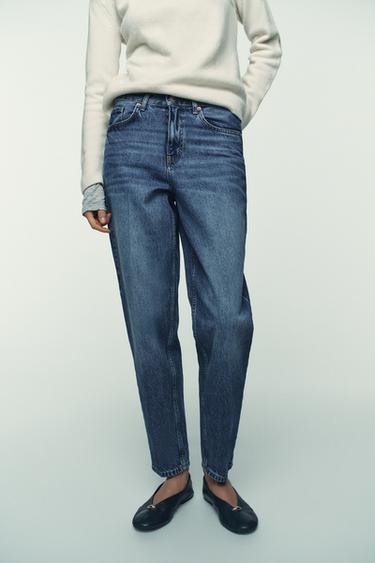 Z1975 HIGH-WAIST SLIM FIT JEANS - Mid-blue by Zara
