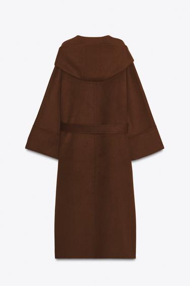LONG BELTED COAT WITH WOOL ZW COLLECTION LIMITED EDITION - Brown by Zara - Image 6