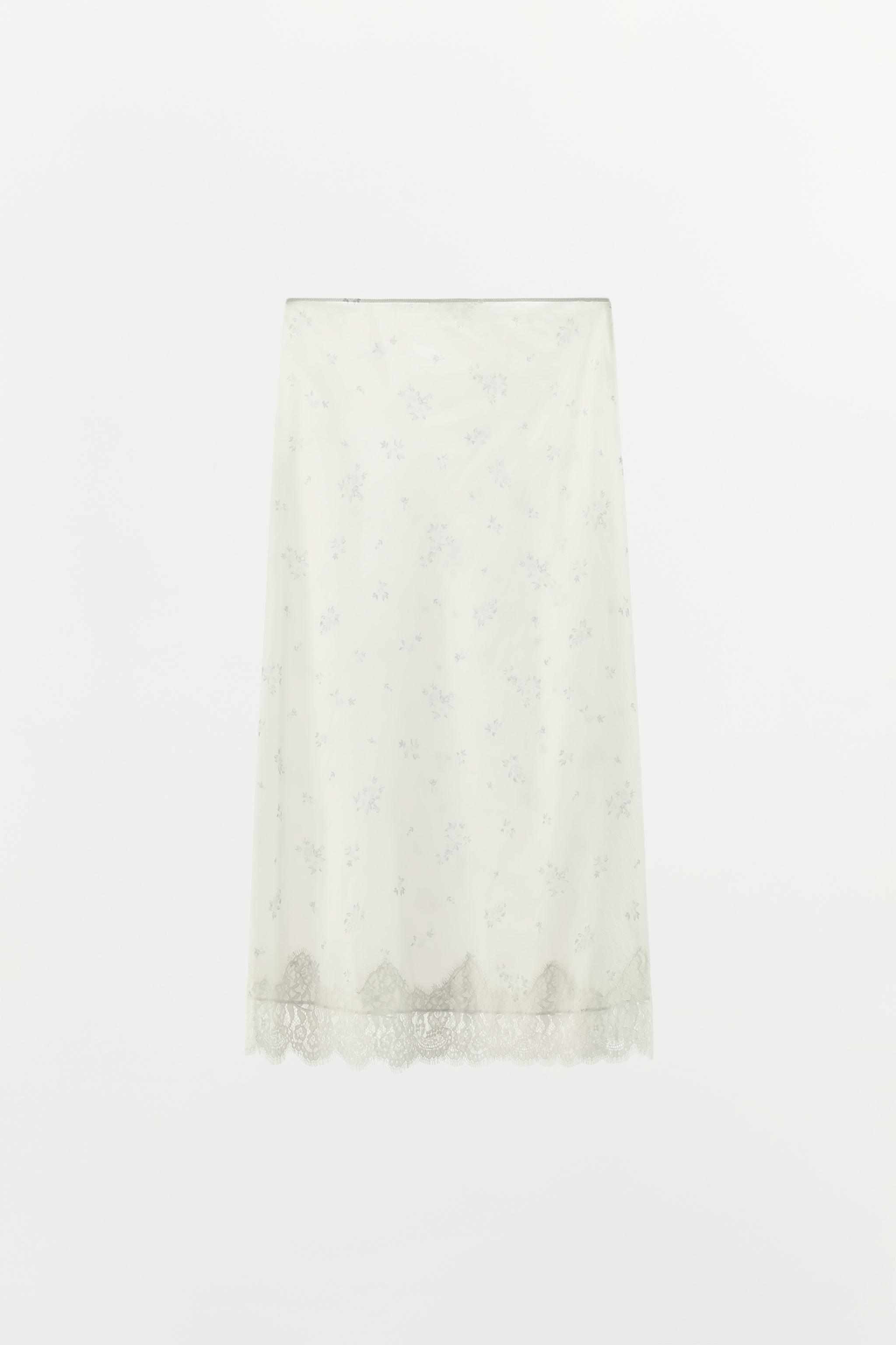ナイロン花柄スカート - ホワイト/ グレー | ZARA Japan / 日本