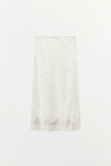FLORAL NYLON SKIRT - White / Grey by Zara - Image 6