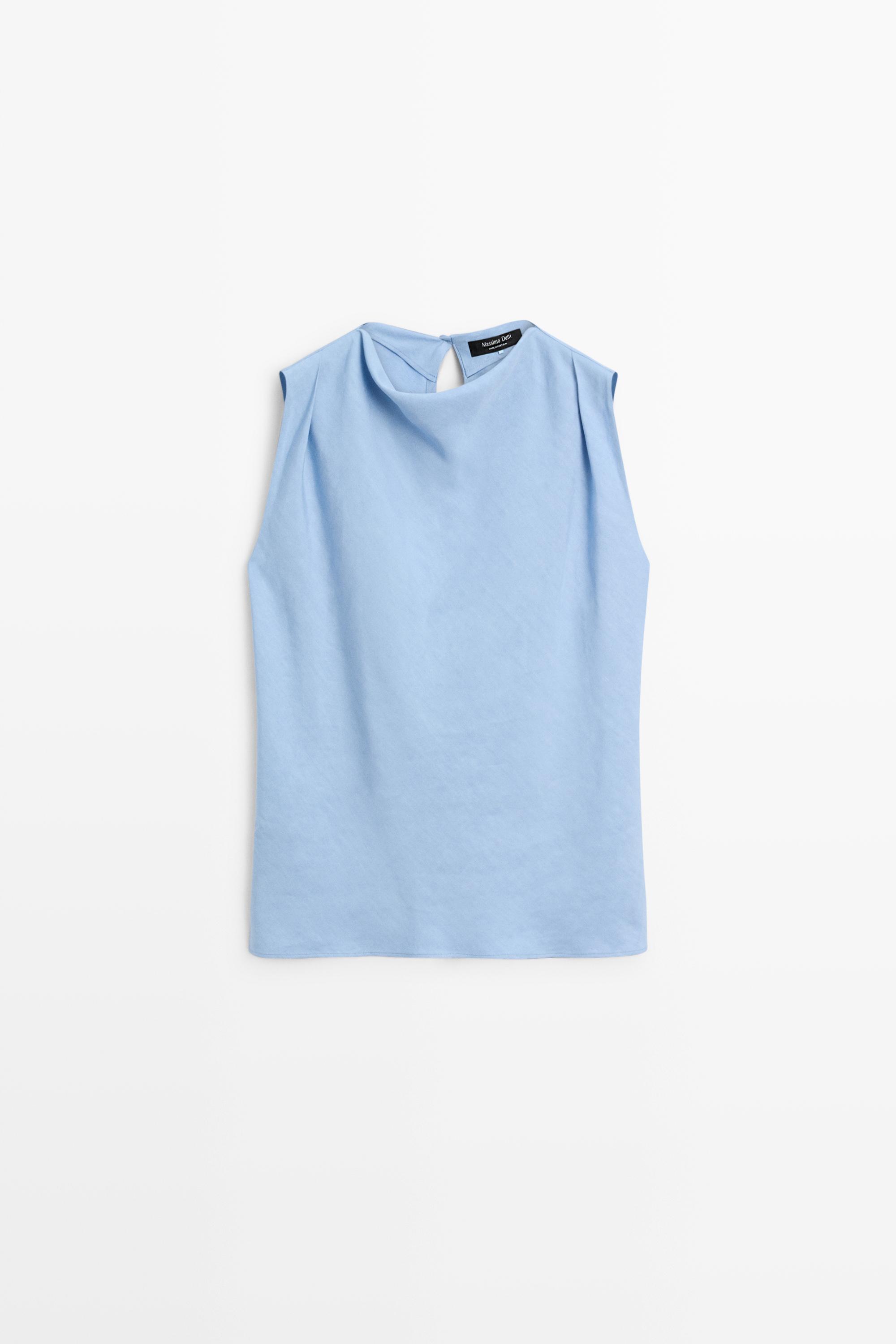 Flowing linen blend pleated top