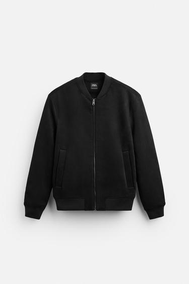 CAZADORA BOMBER EFECTO ANTE - Negro de Zara