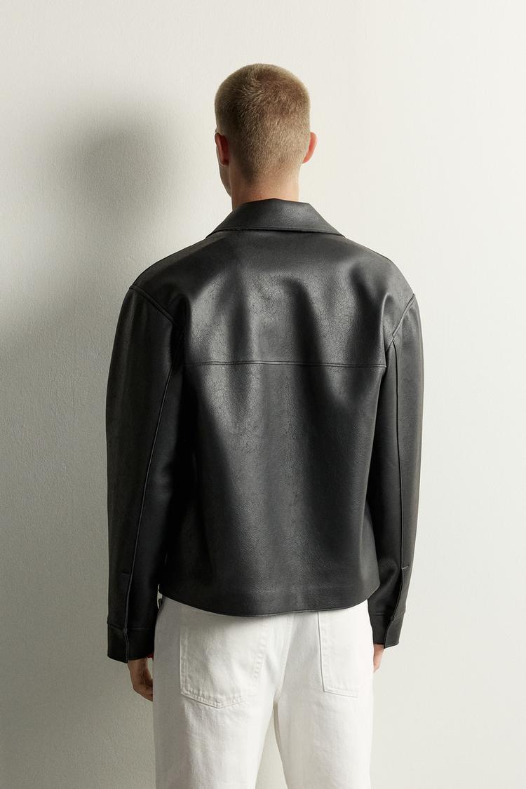Chaqueta de efecto cuero de ajuste regular 3