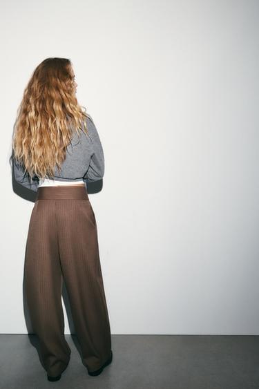 PANTALON BALLON À PLIS - Marron clair de Zara - Image 3