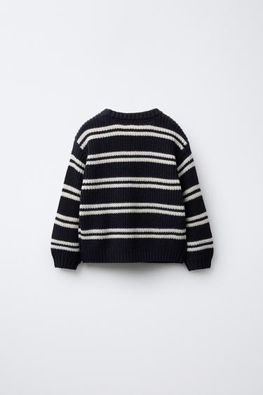HELLO KITTY © SANRIO STRIPED KNIT SWEATER WITH PATCHES - Navy blue by Zara - Image 1
