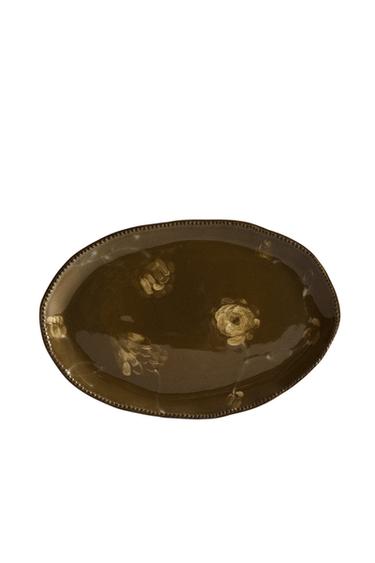LARGE FLORAL BATHROOM TRAY - Khaki by Zara