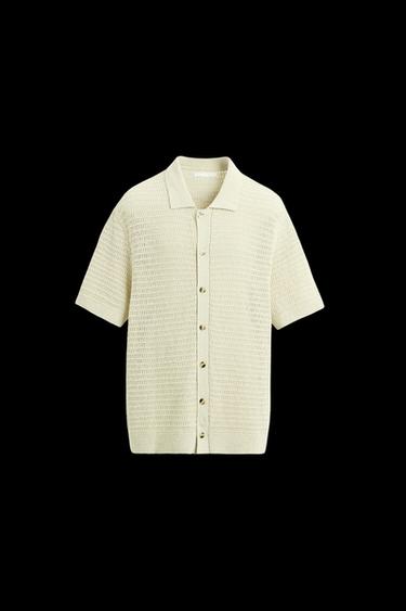 TEXTURED CROCHET SHIRT - Ecru by Zara - Image 0