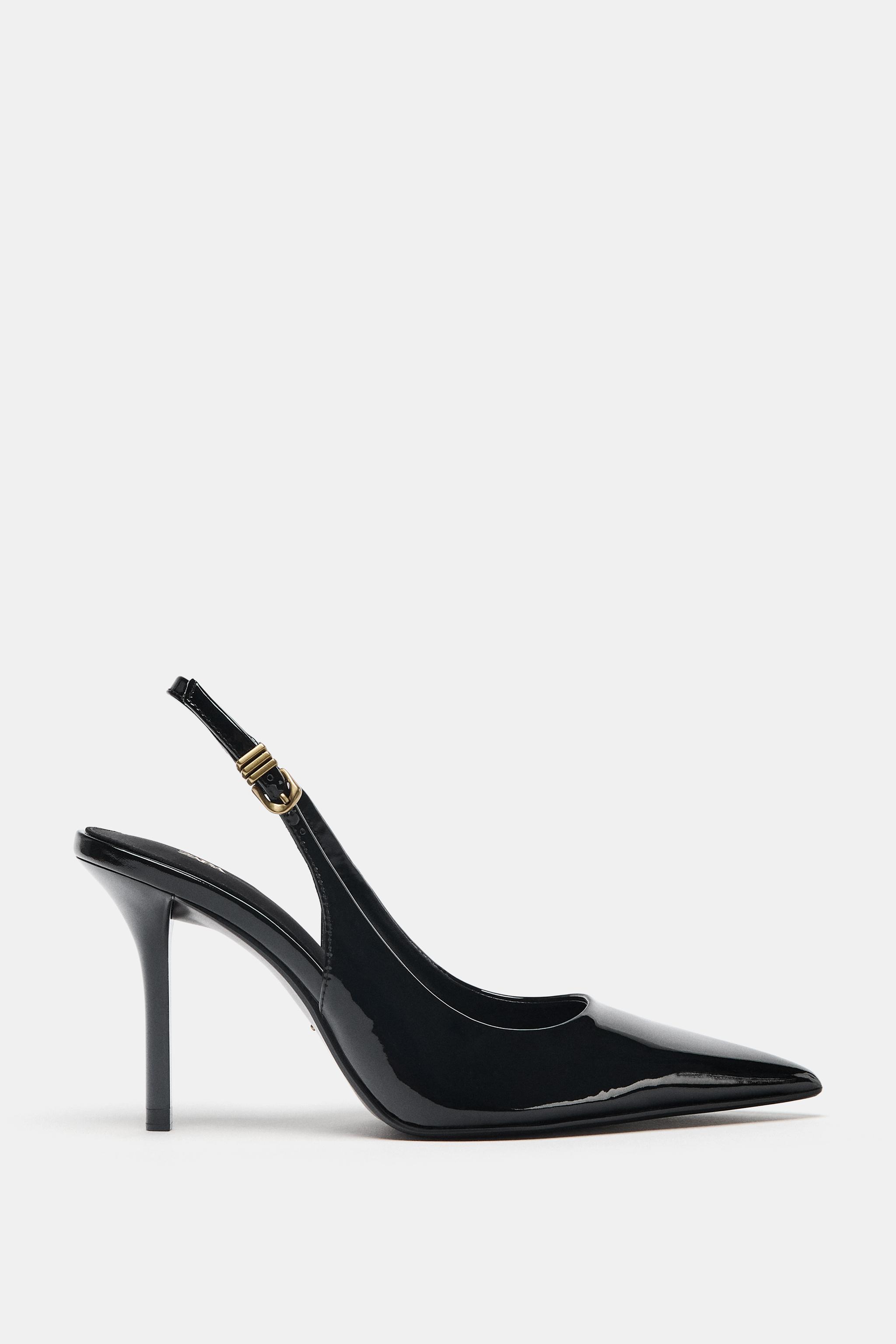 Женские туфли Zara METALLIC BUCKLE SLINGBACK HEELS
