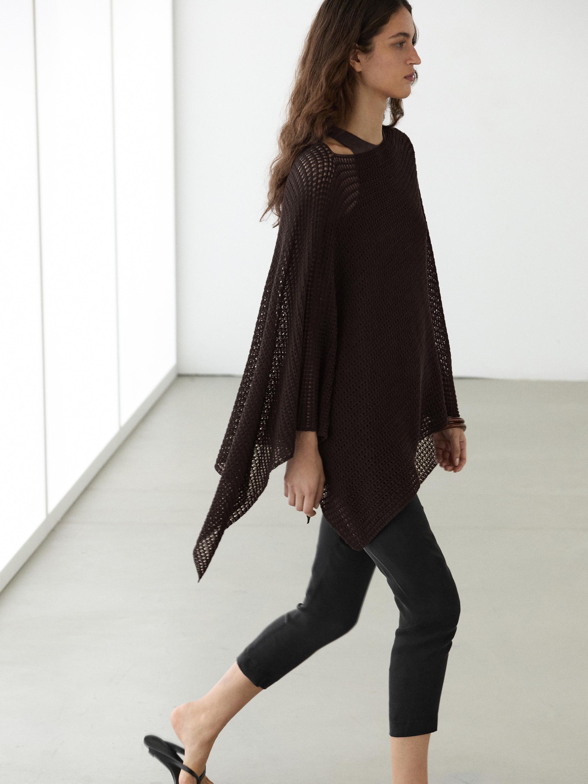 Cotton blend cape with openwork detail