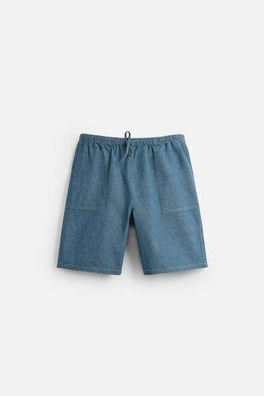 RELAXED FIT DENIM BERMUDA SHORTS - Blue / Green by Zara - Image 6