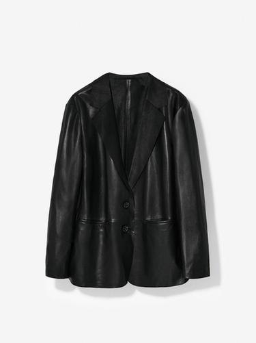 Zara Flowing nappa leather blazer - Black