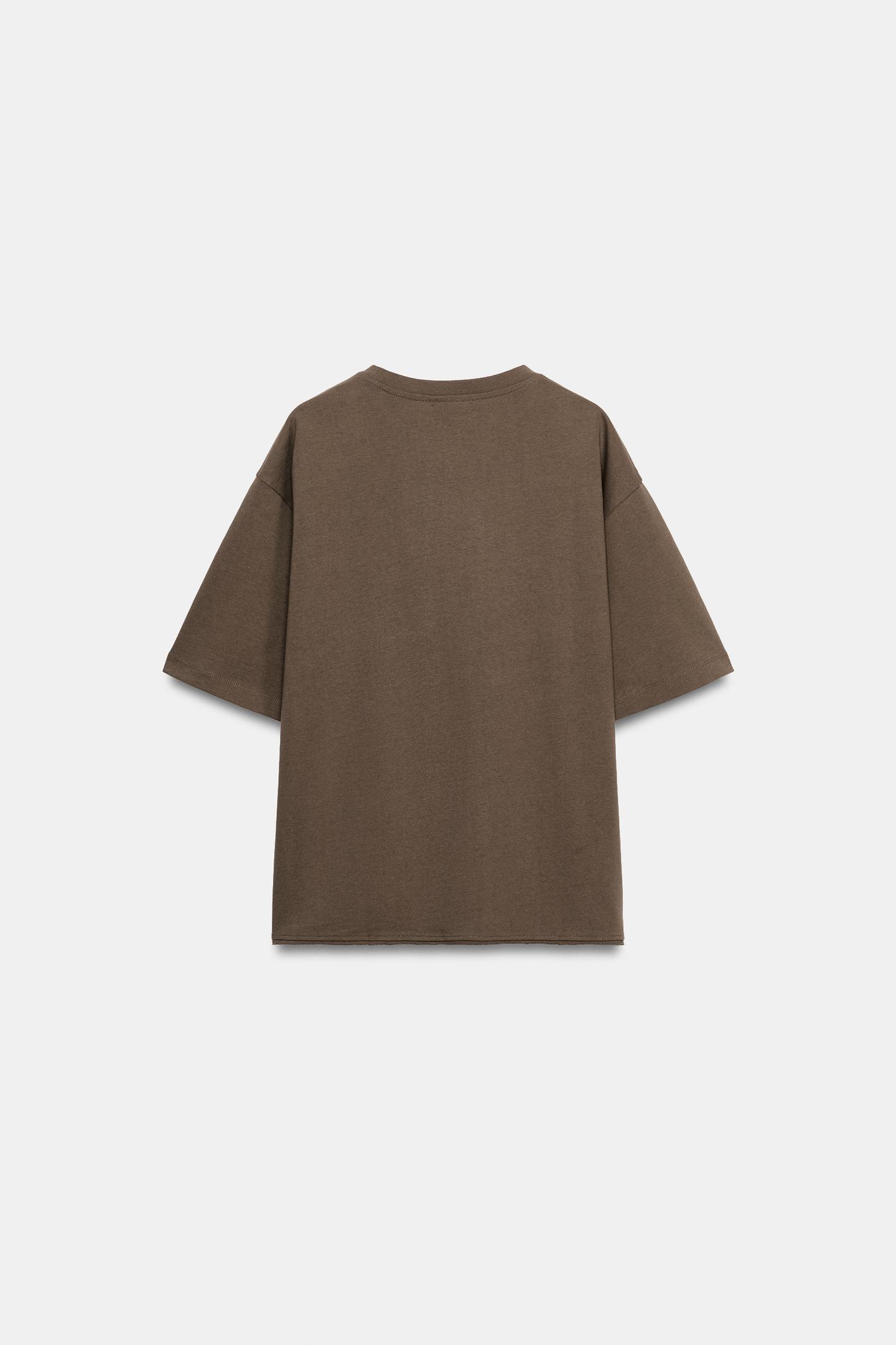 Женская футболка Zara Crew Neck, цвет: Норковый — фото 8