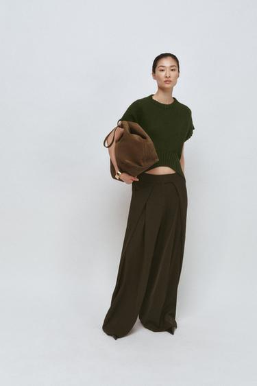OVERSIZED WOOL WAISTCOAT WITH ASYMMETRIC HEM - Green by Zara - Image 3