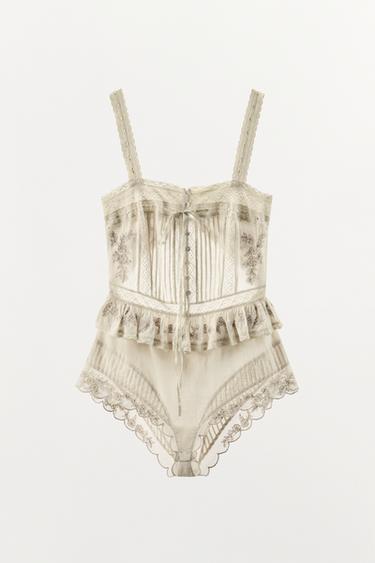 BODY BRODERIES FLORALES ET FANTAISIE - Écru de Zara - Image 5